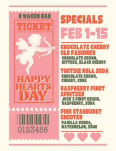 Pink Orange and Green Retro Bold Valentine's Day Promo Flyer